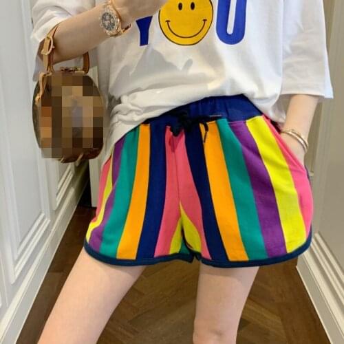 2021 Ladies Shorts Swim Beach Party Short Pants Women Quick Dry Beach Surfing Running Swimming Watershort Rainbow Print