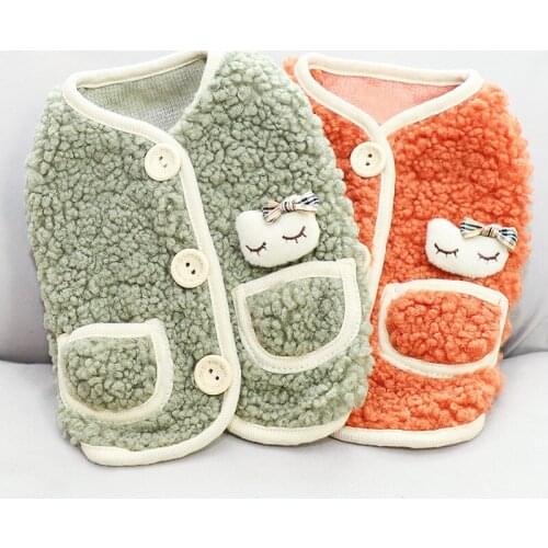 Cute Winter Dog Coat Clothes Warm Fleece Puppy Vest For Small Medium Dogs Chihuahua Buttton Jacket Suit Fence Bulldog Costume