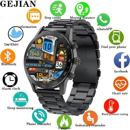 GEJIAN Luxury Smart Watch Men Smartwatch IP68 Waterproof Sport Fitness Tracker Mens Watch Bluetooth Call for Android Ios Phone