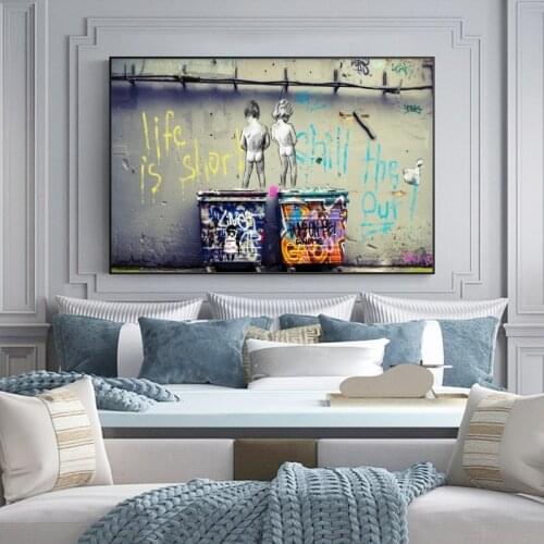 Street Graffiti Art Banksy Life Is Short Chill The Duck Out Canvas Paintings Canvas Posters Street Art Pictures Home Decor