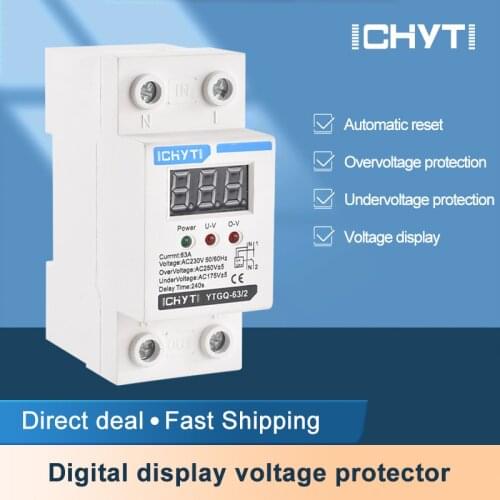 ICHYTI Voltage-Protect-Device with Digital Display 220V 230V 40A 63A Used House Loss Over under Low Voltage Protector