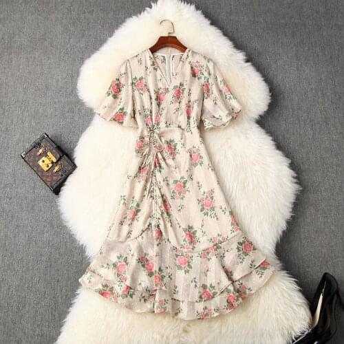 Spring 2021 NEW Slim Chiffon party dress Club Women womanliness Casual Flower Ruffle sexy Dress s xl summer ladies sexy dresses