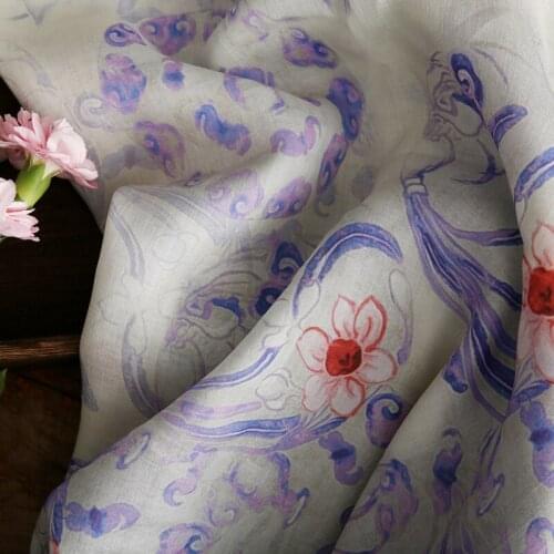 [Ziyun] Pure Ramie Digital Printing Fabric Womens Clothing Gown Dress Fabric Summer Thin
