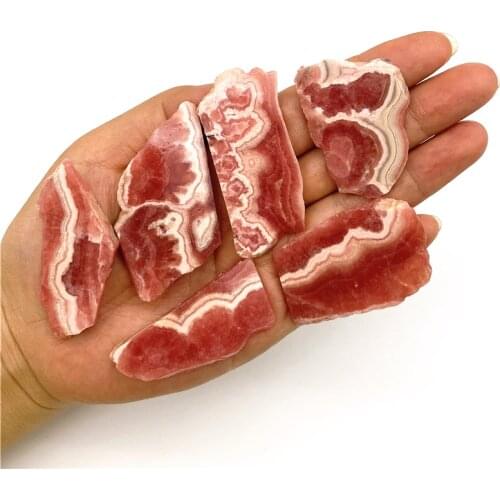 Beautiful 1pc Natural Raw Rhodochrosite Slice Quartz Crystals Specimens Rock Healing Home Decoration Natural Quartz Crystals