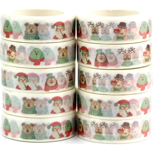 10PCS/lot Cute Christmas Santa Claus Washi Tapes Paper for Planner Scrapbooking Stickers Masking Tape School Supplies Stationery