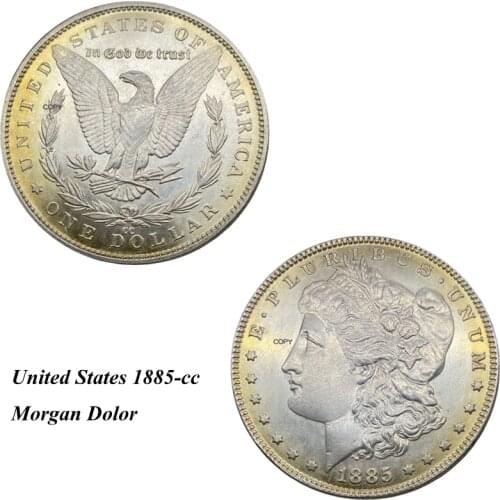 1885 CC United States Morgan One Dollar US Coin Cupronickel Plated Silver Morgan Silver Dollor Coin
