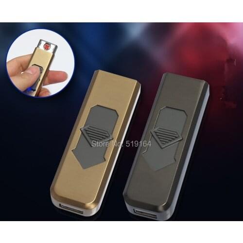 2PCS/LOT Golden Metal Without USB cable Eletronic Cigar Lighter Flameless Lighter