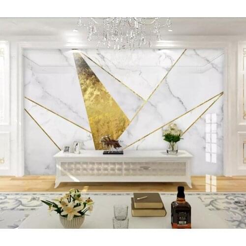 CJSIR Custom 3d Wallpaper Mural Nordic Minimalist Geometric Gold Lines Marble Mural TV Background Wall Papers Home Decor