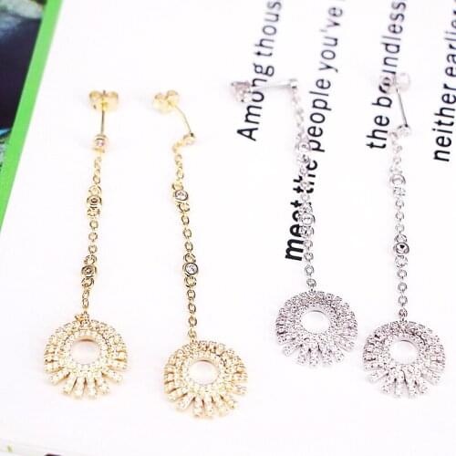 5Pairs, New Cz Flower Dangle Earrings Jewelry Crystal Zircon Elegant Jewelry Brincos for Women Party Gift