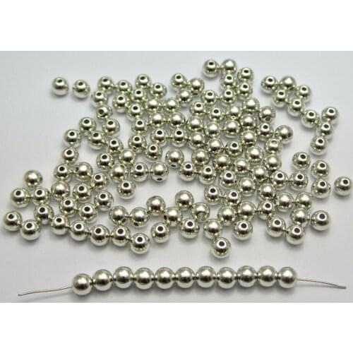 500 Silver Tone Metallic Acrylic Round Spacer Beads 6mm Smooth Ball Beads