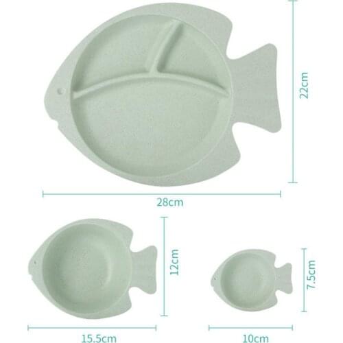 7Pcs/Set Kid Cartoon Bowl Dishes Plate Baby Feeding Box Wheat Straw Tableware