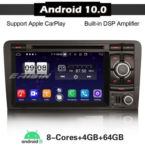 8737 Erisin Android 10.0 Autoradio Car Stereo Radio GPS Navi for Audi A3 S3 RS3 RNSE-PU DSP Carplay WIFI OBD DAB RDS 8-Core PX5
