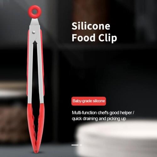 9 Inch BBQ Clip Stainless steel Food Grade Silicone Kitchen Tongs Salad Bread Cooking Food Serving Tongs Kitchen Accessories