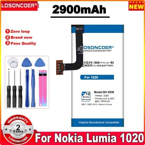 LOSONCOER 2900mAh BV-5XW Battery For Nokia Lumia 1020 EOS RM-877 RM 876 875 877 1020 RM-876 RM-875 Battery