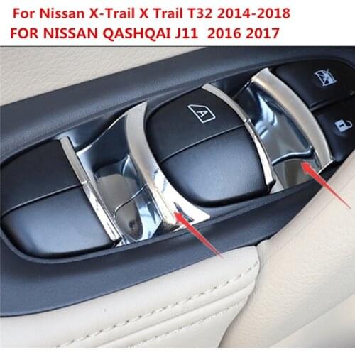 Car Styling Door Window Lifter Sequins Trims ABS Plating Chrome Trim For Nissan X-Trail T32 2014-2018 QASHQAI 2016+ Car Styling