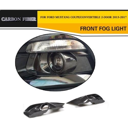 Carbon Fiber Car Styling Front Fog Lamp Cover Caps Fits For Ford Mustang Coupe Convertible 2-Door GT V6 V8 Shelby 2PC 2015-2017