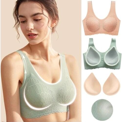 Seamless Bras For Women Top Push Up Underwear Cooling Gathers Shock-Proof Bra Pads Female Intimate Fashion Comfortable Bralette