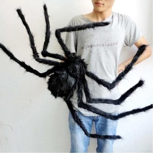 Large Plush Spider Halloween Decoration Ornament Giant Black Lifelike Simulation Plush Spider for Halloween Haunted House Prop