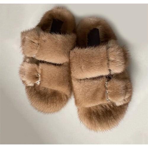 Designer Slides High Quality Mink Fur Slippers Lasdies Fur Slippers Flat Heel Slippers Women Shoes Fur Slides for Women Slides