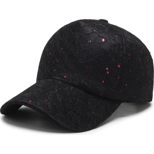 Womens Floral Lace Panel Vented Adjustable Precurved Baseball Cap Hat womens Baseball