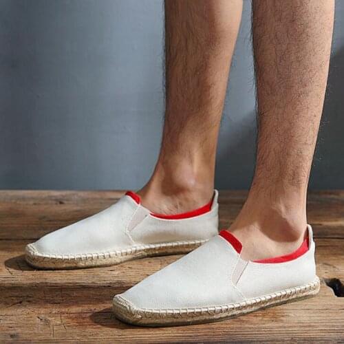 New Fashion men Espadrille Flats Shoes summer male casual Canvas Hemp Insole Fisherman Light Shoes Ethnic Style