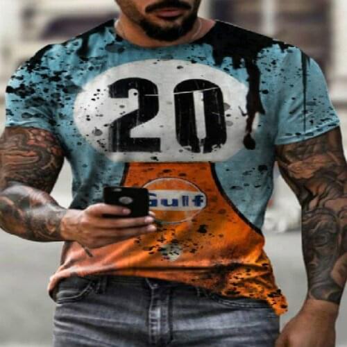Mens Harajuku Crew Neck Printed T-shirt Sports Youth Fit Oversize Europe and America 3DT 2021 Summer New