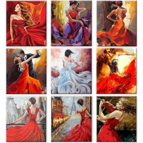 GATYZTOR Woman Painting By Numbers Dance Draw By Number On Canvas Portrait Home Decor Arcylic Oil Painting Hand Paint Kit Canvas