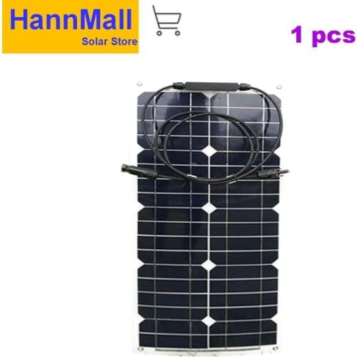 HannMall Flexible Solar Panel Plate 12V 25W Solar Charger for Car Battery Charging 18V Monocrystalline Cell Module For House