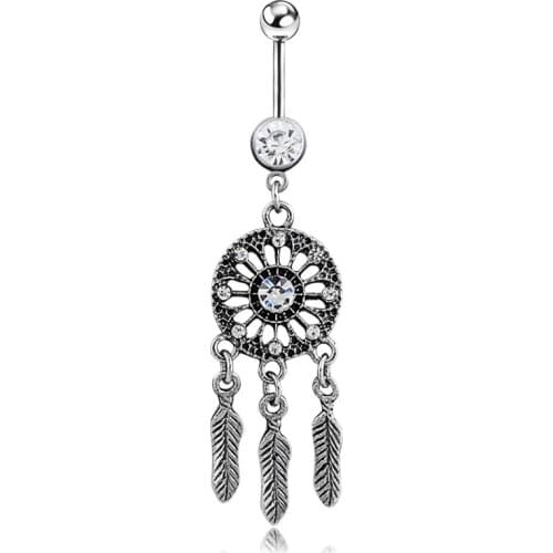 HOT Selling Austria Crystal Surgical Steel Dream Catcher Belly Button Rings Navel Piercing Pircing Ombligo Nombril