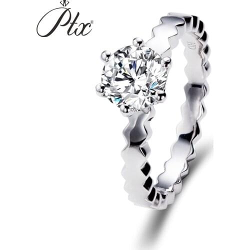 1.0ct DEF Round Classic Six Claws 925 Silver Moissanite Ring Diamond Test Passed Jewelry Love Token Woman Girlfriend Gift