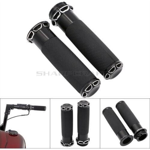 Motorcycle 1" Rubber Hand Grips Handle Bar For Harley Sportster Iron XL883 XL1200 Softail Fat boy Dyna Street Bob V-Rod Touring