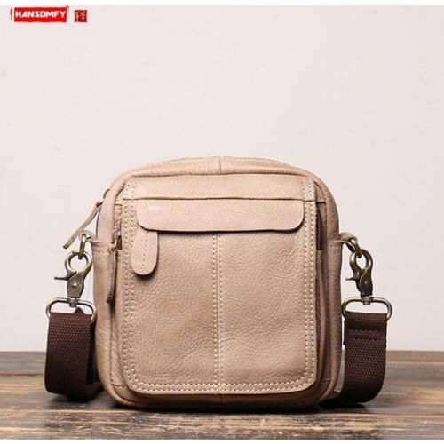 Factory New Mens Mobile Phone Bag Leather Shoulder Bag Frosted Leather Cross-body Bag Large Capacity Wear Belt Waist Bag