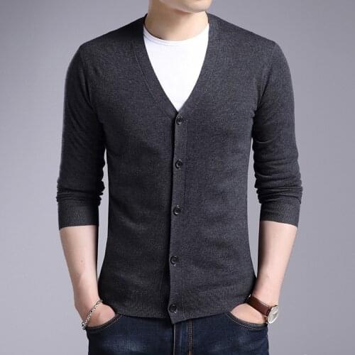 MRMT 2021 New Mens Sweater Cardigan V-neck Casual Wild for Male Self-cultivation Solid Color Sweater Fashion Clothing