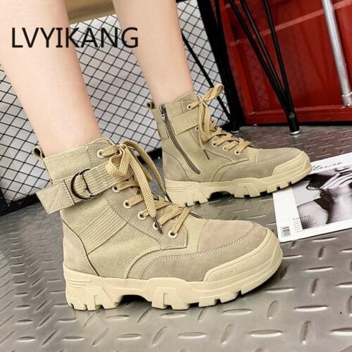LVYIKANG New 2020 Autumn and Winter New Fashion Trend Wild Thin Belt Ladies' England Boots Botas Mujer Ankle Boots for Women