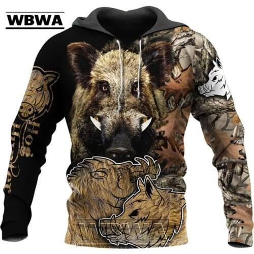 WBWABrand Novelty Hoodies Love Boar Hunting 3D Printed Mens Hooded Sweatshirt Unisex Streetwear Pullover Casual Tracksuits