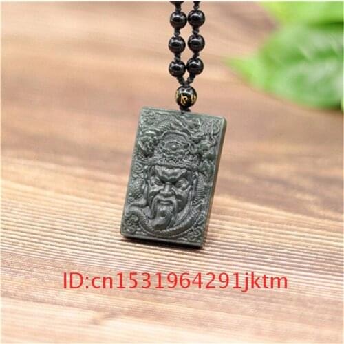 Charm Fashion Men Jewelry Women Guanyu Chinese Pendant for Amulet Carved Natural Gifts Dragon Necklace Hetian Jadeite Jade