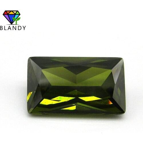 Olive CZ Stone 2x3mm~13x18mm Rectangle Shape Peridot Cubic Zirconia Stones Synthetic Gems For Sale