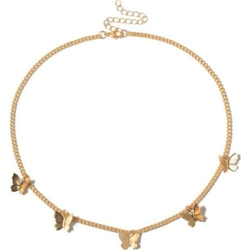 Cute Star Butterfly Choker Necklace For Women Gold Chain Neck Statement Collar Chains Chocker Shining Female Choker Jewelry