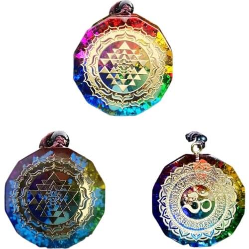 Orgonite Pendant Necklace Sri Yantra Sacred Geometry Chakra Energy Necklace Meditation Jewelry