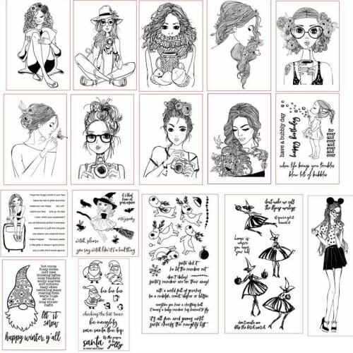 Mixed Girls Santa Claus Witch Moose Clear Transparent Stamps DIY Card Album Making Craft Decor Templates New Stamps