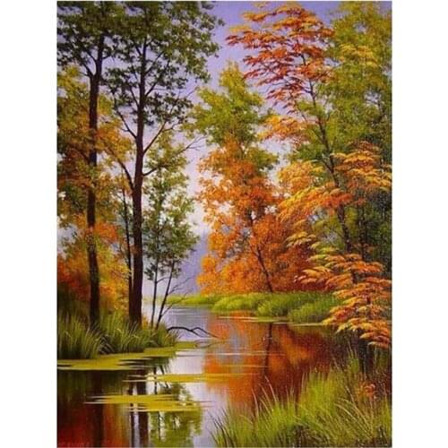 Sale Full Square 5D Landscape Pictures Of Rhinestones Diamond Painting Forest Cross Stitch Diamond Embroidery Home Decor XN528