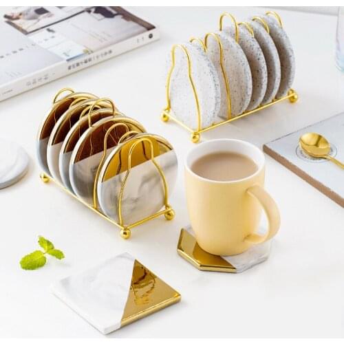 Light Luxury 6 Coasters with Shelf Set Heat Insulation Pad Teapot Mat Anti-scald Bowl Mat Non-slip Pad for Household Use