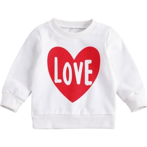 Toddler Kids Girls Long Sleeve Sweatshirts Love Heart Round Neck Color Block Pullover Outfits Kids Cotton Clothes Tops