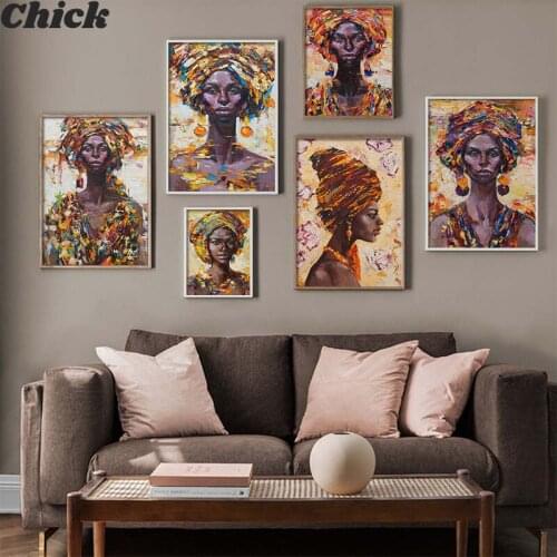 Traditional Clothing African Art Woman Printed Oil Painting On Canvas Cuadros Posters And Prints Wall Picture For Living Room