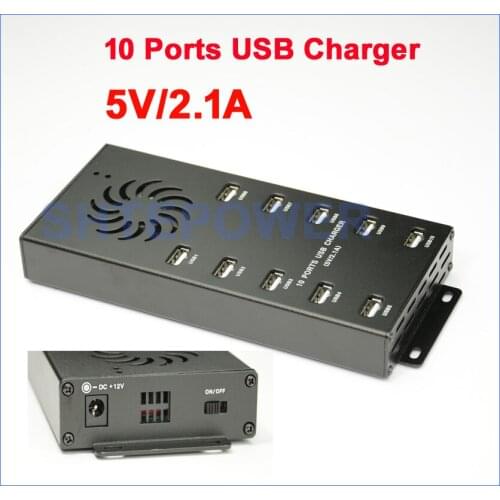 12V 10 Ports Hub USB Charger Aluminum shell for iPone/iPad/Mobile Phone/Camara/MP3/MP4