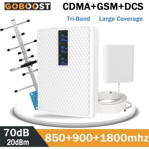 GOBOOST 2G 3G 4G Signal Amplifier 850 900 1800 Tri-Band Phone Cellular Repeater GSM 900 Repeater DCS CDMA Signal Booster 2021NEW
