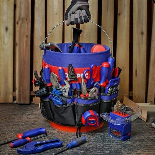 WORKPRO 5 Gallon Bucket Organizer Bucket Tool Bag With 39/51 Storage Pockets Fits to 3.5-5 Gallon Bucket (Tools Excluded)