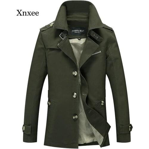 2021 New Windbreaker Mens Business Jacket Fashion Autumn Men Long Cotton Jackets Overcoat Male Casual Winter Trench Outwear Coat