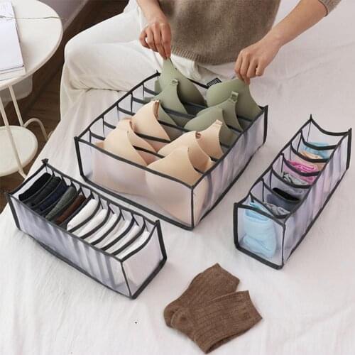 Bra Storage Boxes Underwear Clothes Drawer Type Box For Folding Ties Socks Shorts Nylon Divider Closet Compartment Organizer 1pc
