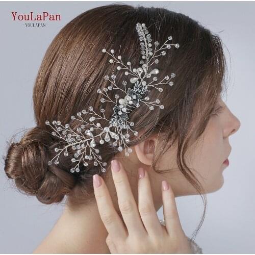 YouLaPan HP02 Wedding Bride Hair Comb Crysal Hair Accessories Jewelry for Women Handmade Hairband Pearl Bridal Headdress Party
